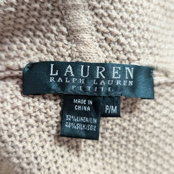 Lauren Ralph Lauren Linen Silk Knit Fringe Shawl Vest Wrap Boho Coastal PM - Picture 5 of 14